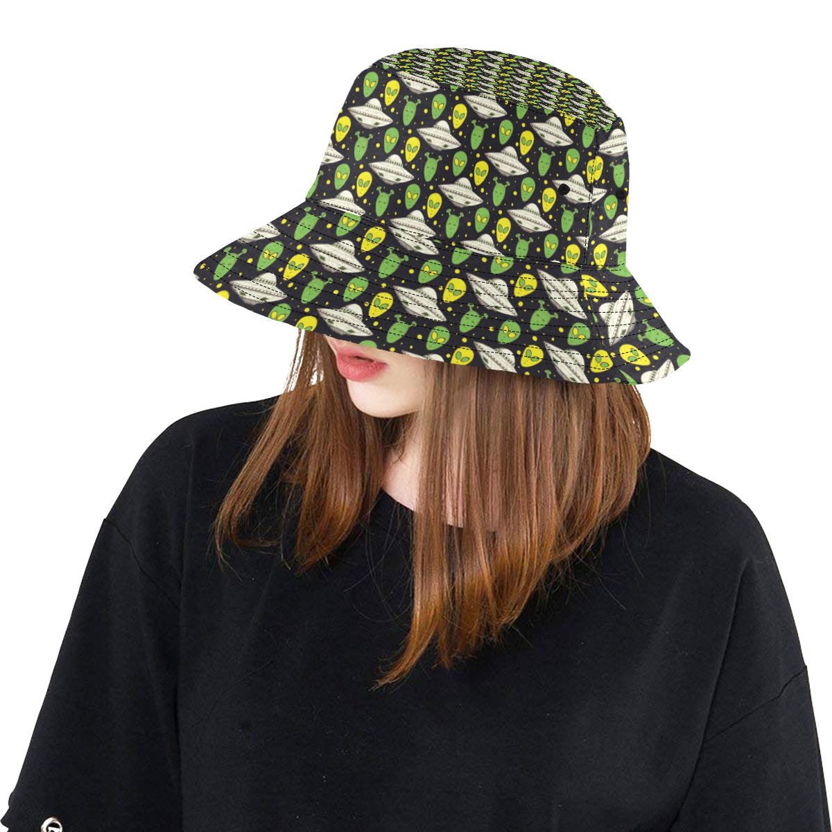 Alien UFO Pattern Unisex Bucket Hat