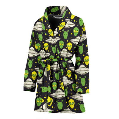 Alien UFO Pattern Women Bath Robe-JTAMIGO.COM