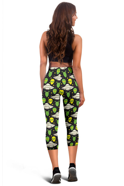 Alien UFO Pattern Women Capris
