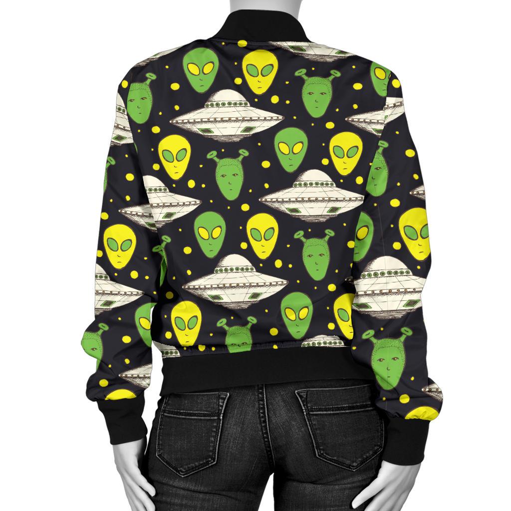 Alien UFO Pattern Women Casual Bomber Jacket