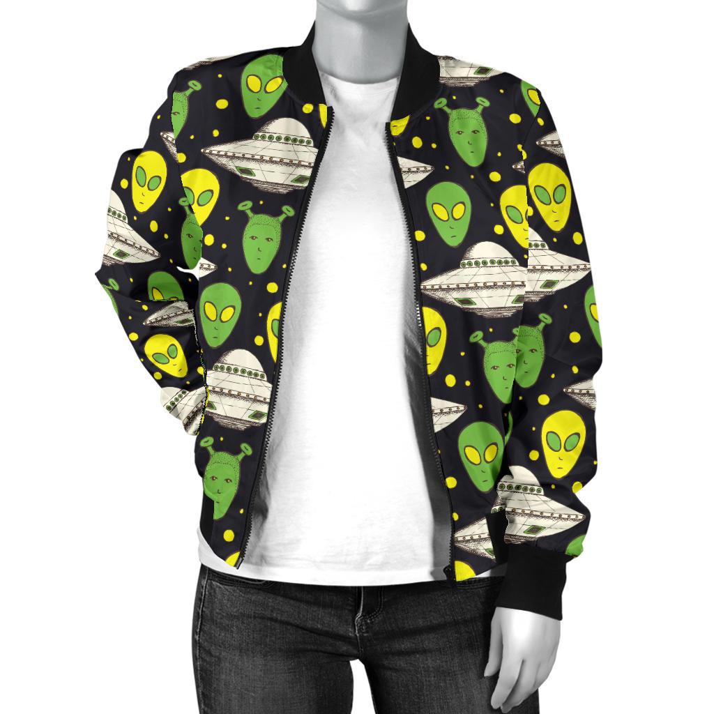 Alien UFO Pattern Women Casual Bomber Jacket