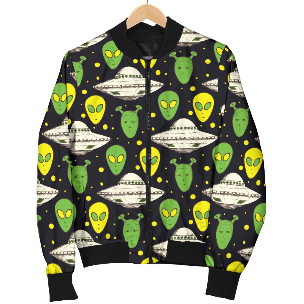 Alien UFO Pattern Women Casual Bomber Jacket