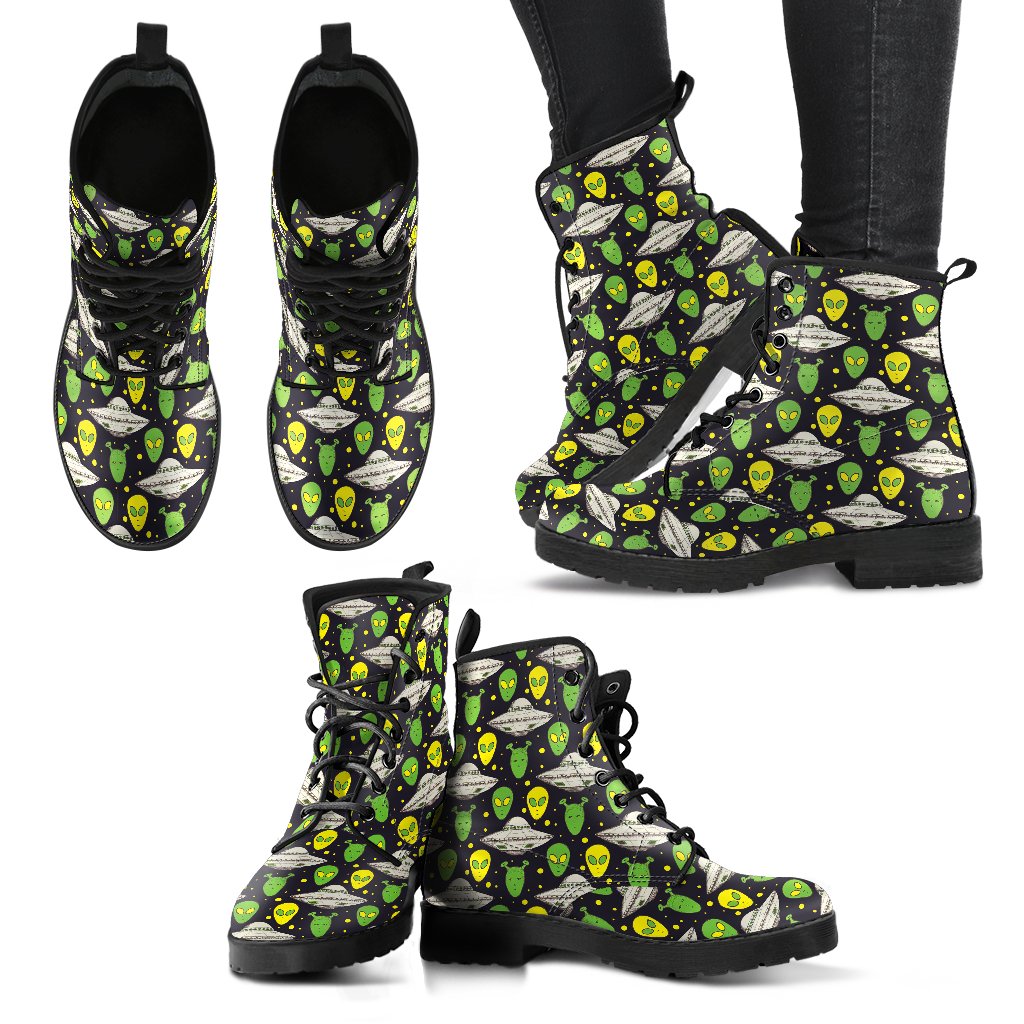 Alien UFO Pattern Women Leather Boots-JTAMIGO.COM