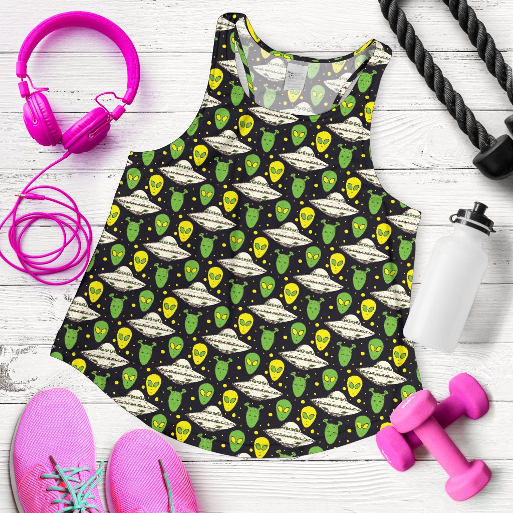 Alien UFO Pattern Women Racerback Tank Top