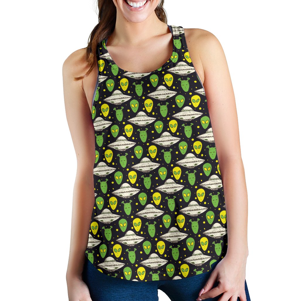 Alien UFO Pattern Women Racerback Tank Top