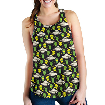 Alien UFO Pattern Women Racerback Tank Top