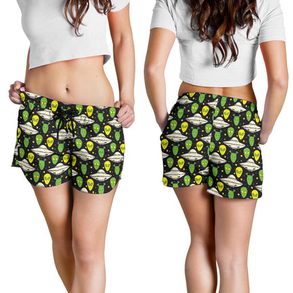 Alien UFO Pattern Women Shorts-JTAMIGO.COM