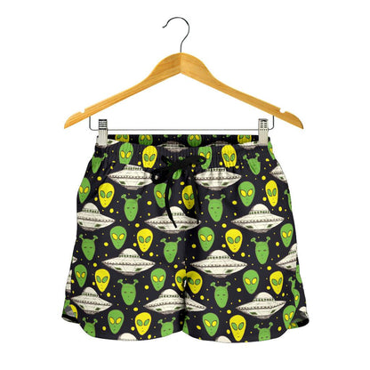 Alien UFO Pattern Women Shorts-JTAMIGO.COM