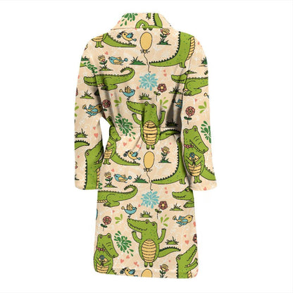 Alligator Pattern Print Design 01 Men Bathrobe-JORJUNE.COM