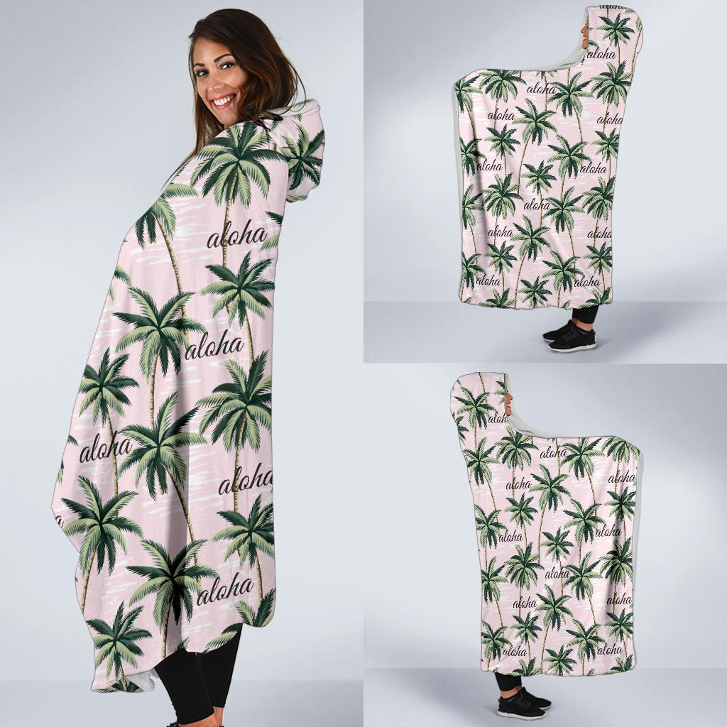 Aloha Beach Pattern Design Themed Print Hooded Blanket-JTAMIGO.COM