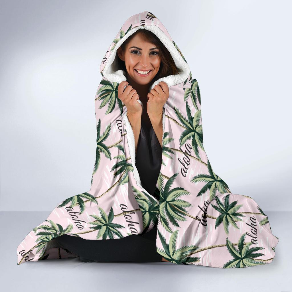 Aloha Beach Pattern Design Themed Print Hooded Blanket-JTAMIGO.COM