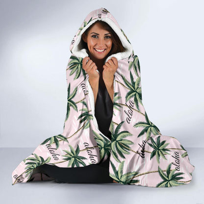 Aloha Beach Pattern Design Themed Print Hooded Blanket-JTAMIGO.COM