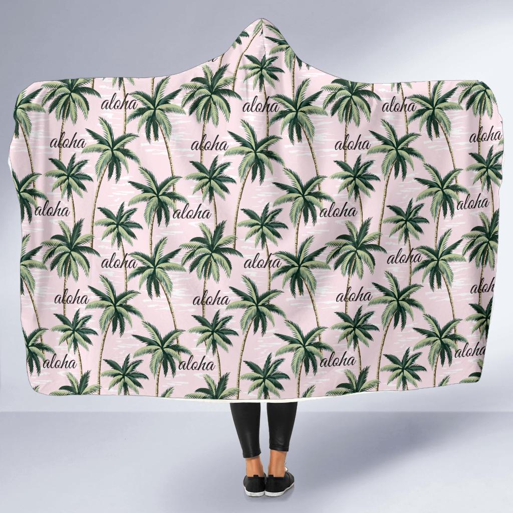 Aloha Beach Pattern Design Themed Print Hooded Blanket-JTAMIGO.COM