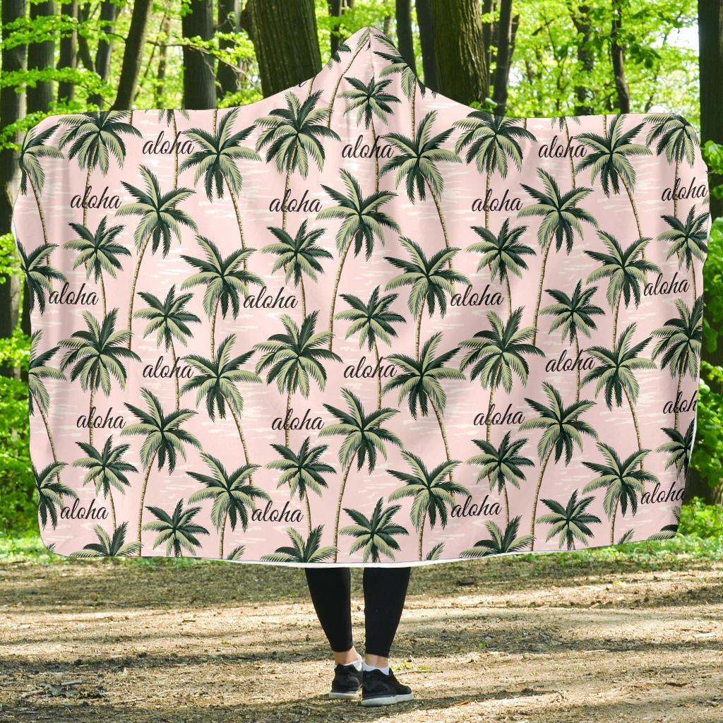 Aloha Beach Pattern Design Themed Print Hooded Blanket-JTAMIGO.COM