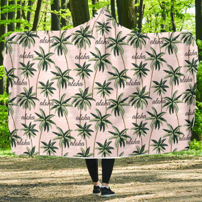Aloha Beach Pattern Design Themed Print Hooded Blanket-JTAMIGO.COM