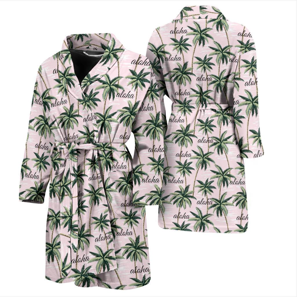 Aloha Beach Pattern Design Themed Print Men Bath Robe-JTAMIGO.COM