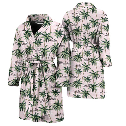 Aloha Beach Pattern Design Themed Print Men Bath Robe-JTAMIGO.COM