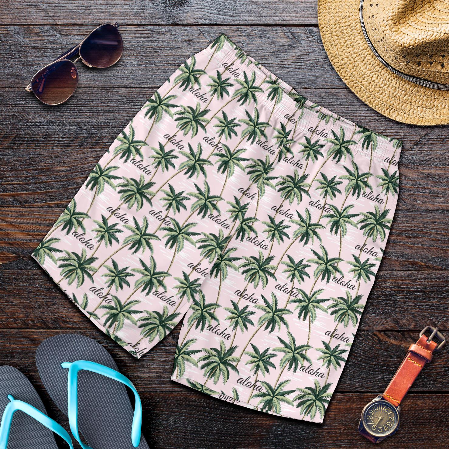 Aloha Beach Pattern Design Themed Print Mens Shorts-JTAMIGO.COM