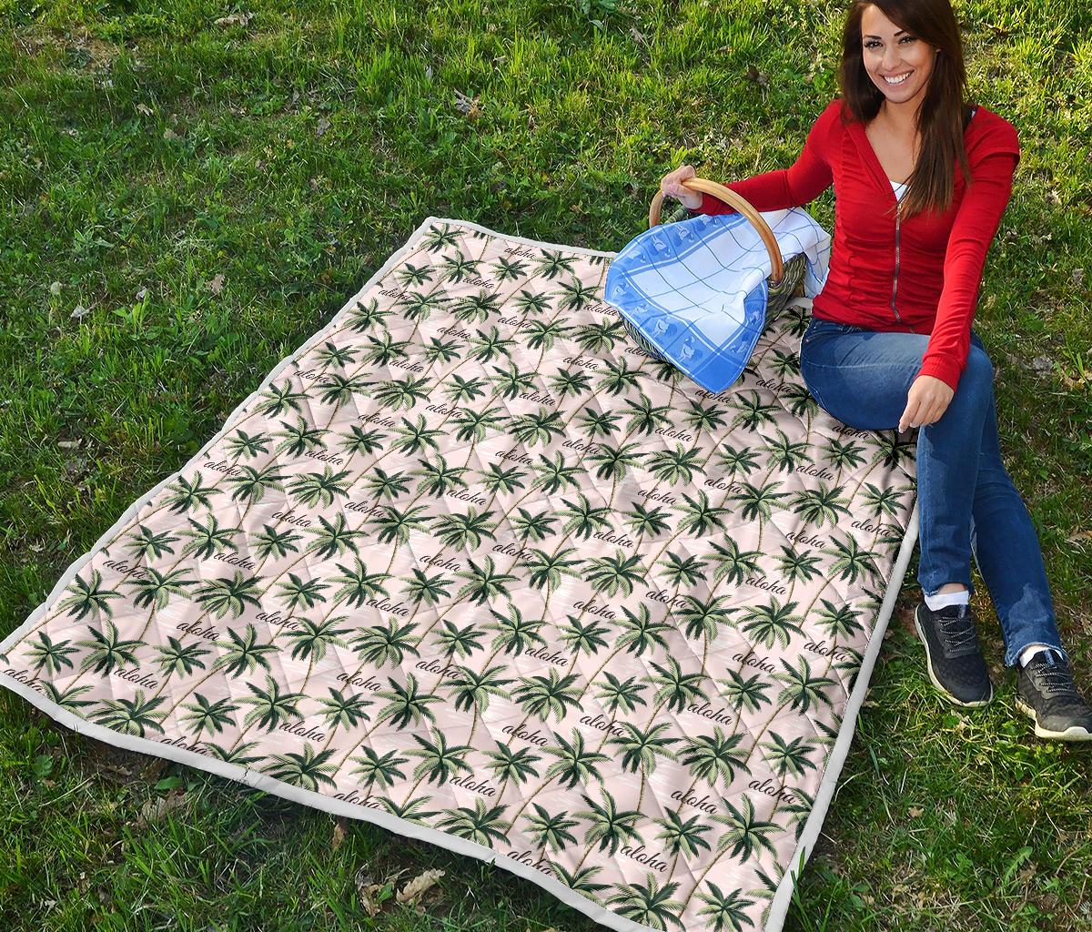 Aloha Beach Pattern Design Themed Print Premium Quilt-JTAMIGO.COM