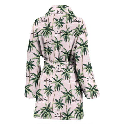 Aloha Beach Pattern Design Themed Print Women Bath Robe-JTAMIGO.COM