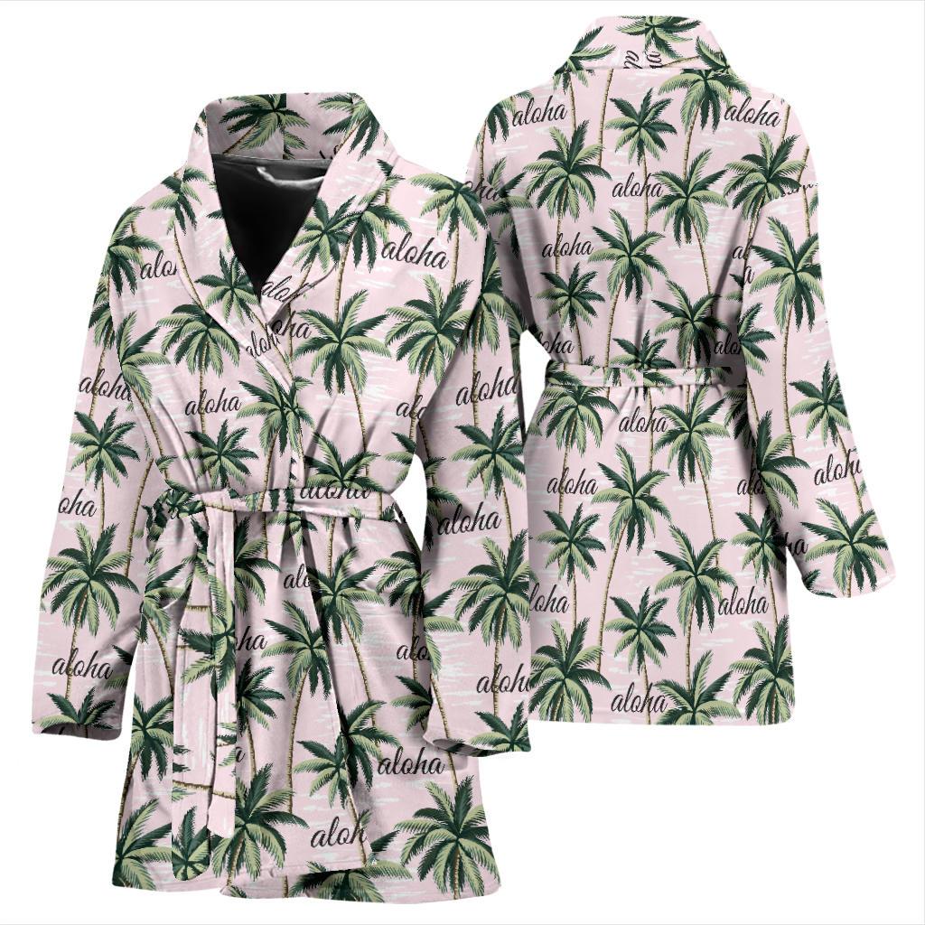 Aloha Beach Pattern Design Themed Print Women Bath Robe-JTAMIGO.COM