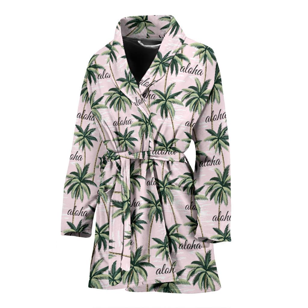 Aloha Beach Pattern Design Themed Print Women Bath Robe-JTAMIGO.COM