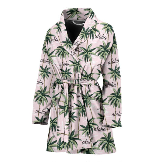 Aloha Beach Pattern Design Themed Print Women Bath Robe-JTAMIGO.COM