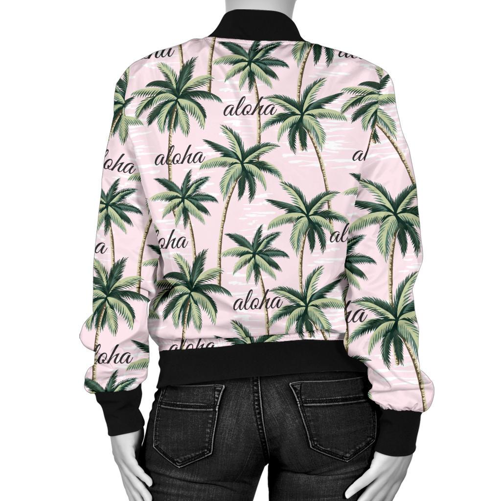 Aloha Beach Pattern Design Themed Print Women Casual Bomber Jacket