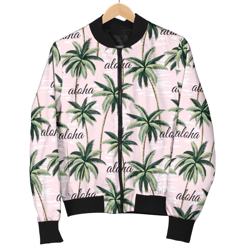 Aloha Beach Pattern Design Themed Print Women Casual Bomber Jacket