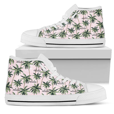 Aloha Beach Pattern Design Themed Print Women High Top Shoes