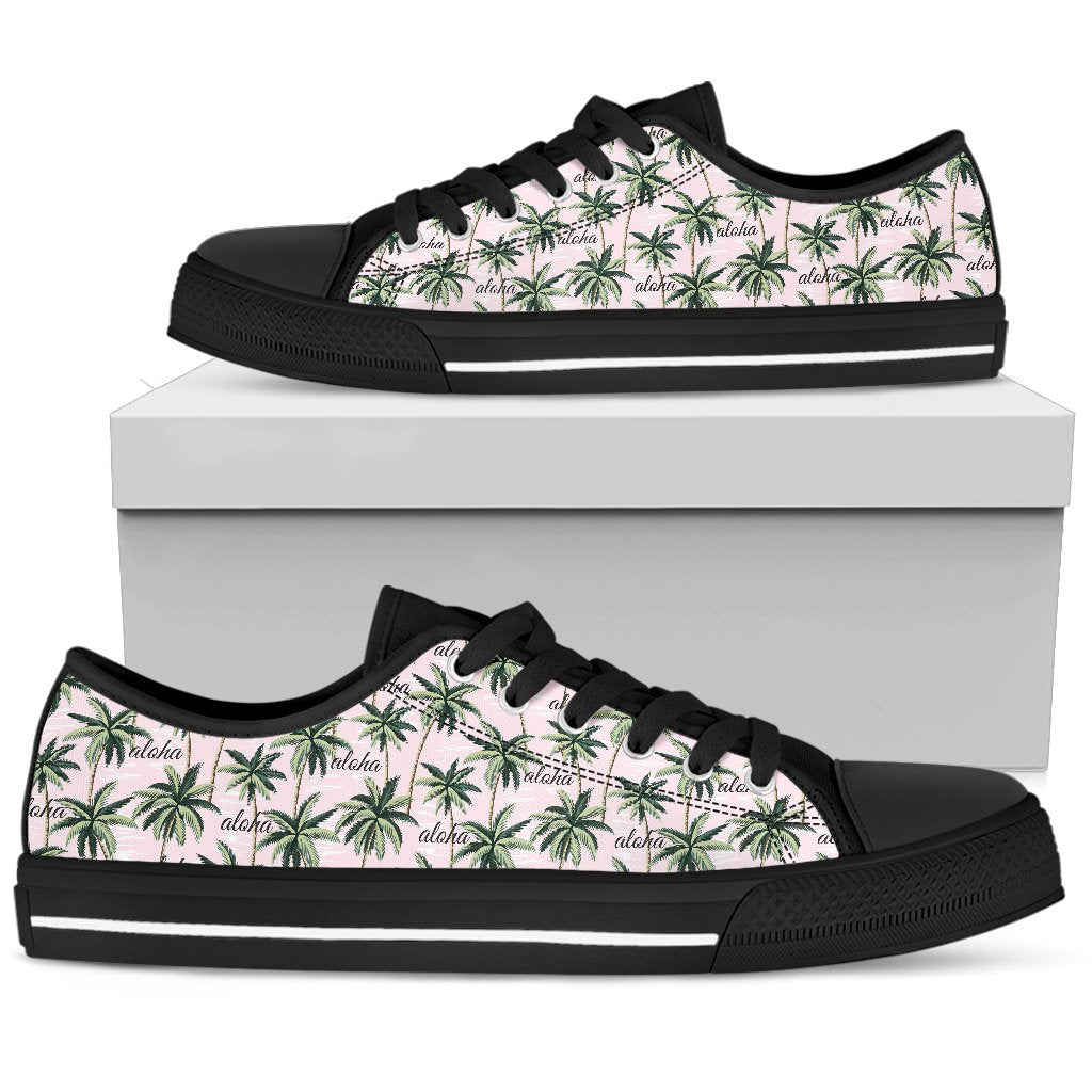 Aloha Beach Pattern Design Themed Print Women Low Top Shoes
