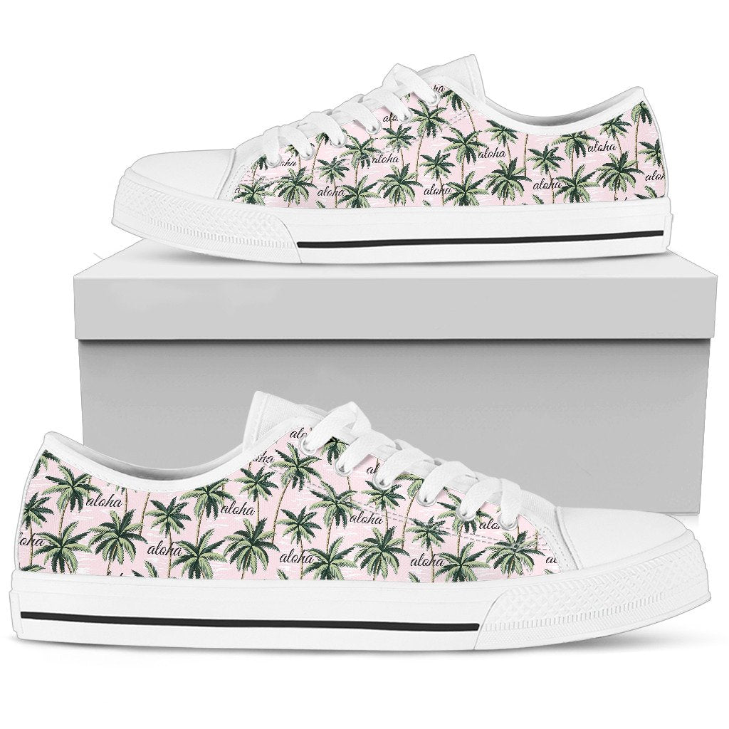 Aloha Beach Pattern Design Themed Print Women Low Top Shoes