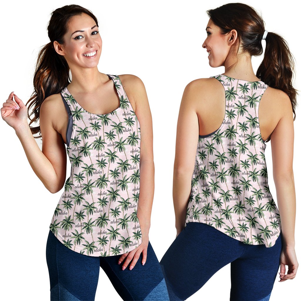 Aloha Beach Pattern Design Themed Print Women Racerback Tank Top