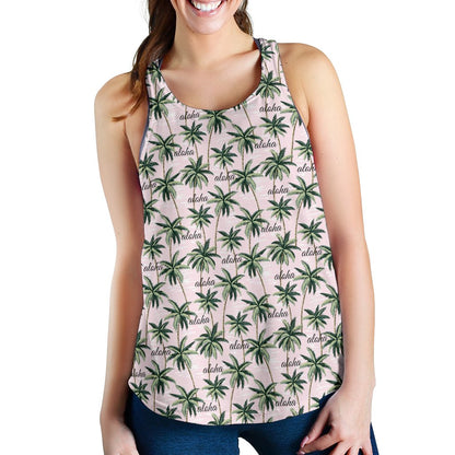 Aloha Beach Pattern Design Themed Print Women Racerback Tank Top