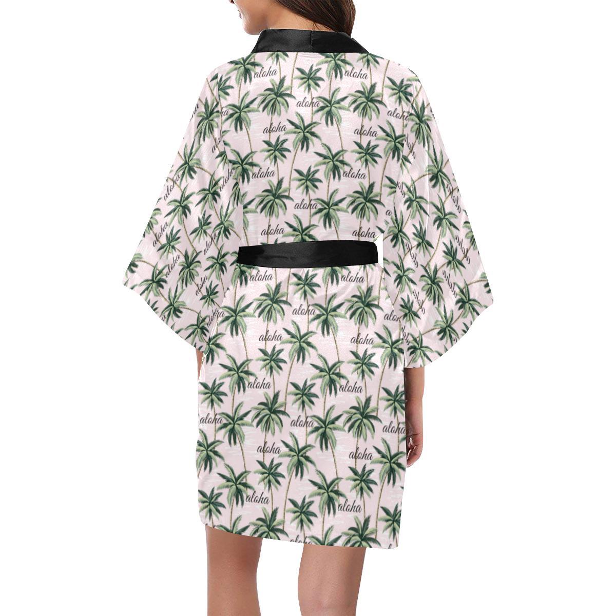 Aloha Beach Pattern Design Themed Print Women Short Kimono Robe