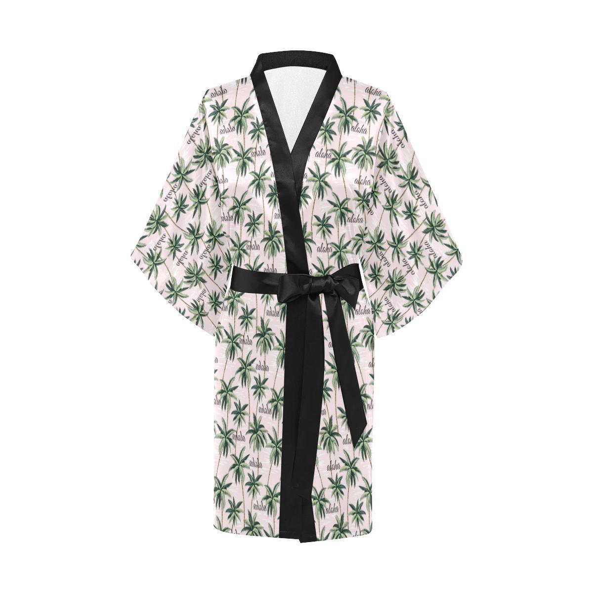 Aloha Beach Pattern Design Themed Print Women Short Kimono Robe