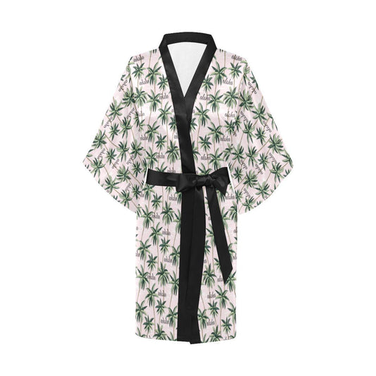 Aloha Beach Pattern Design Themed Print Women Short Kimono Robe