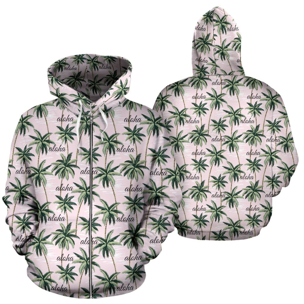Aloha Beach Pattern Design Themed Print Zip Up Hoodie