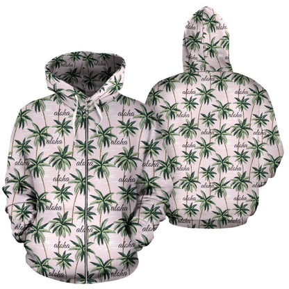 Aloha Beach Pattern Design Themed Print Zip Up Hoodie
