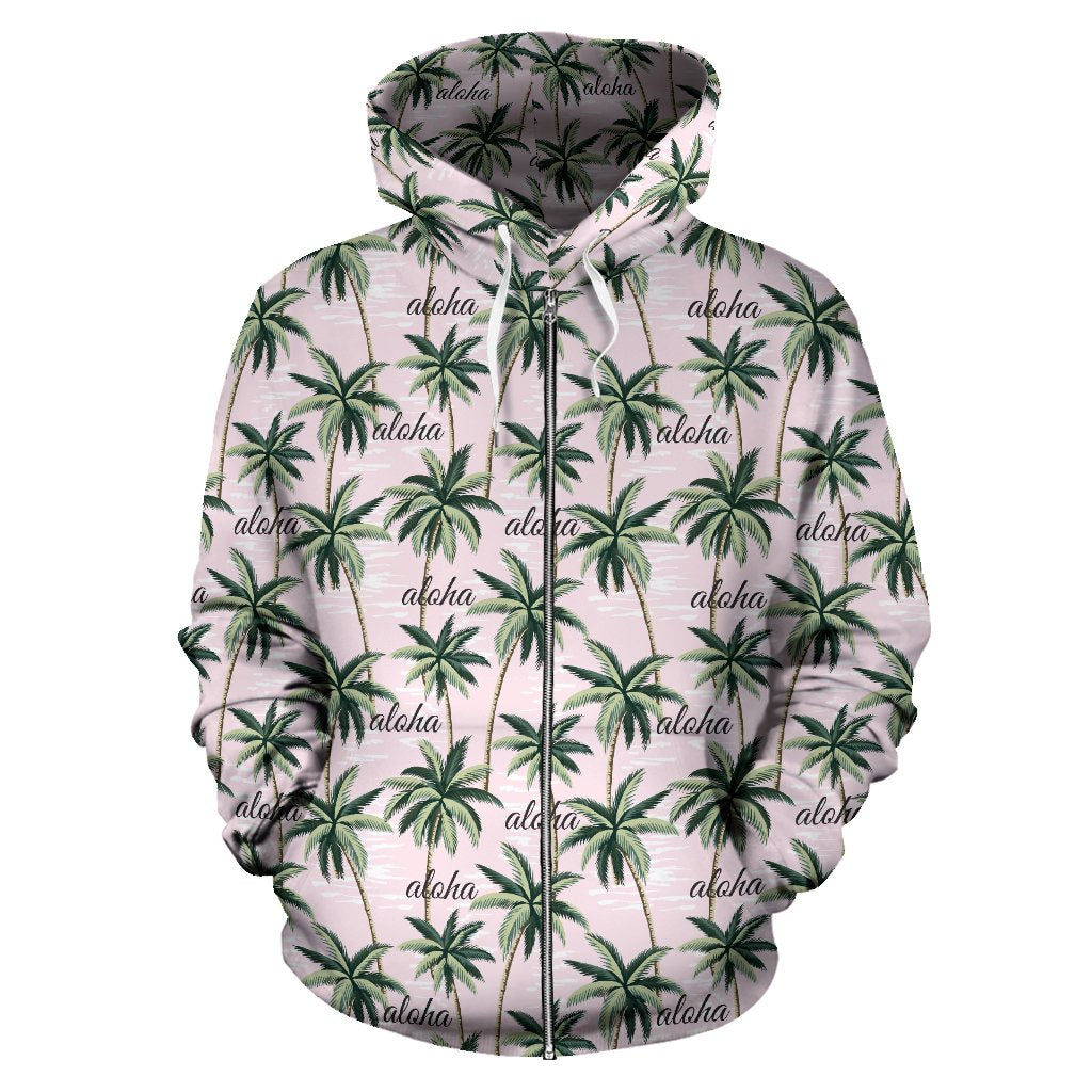 Aloha Beach Pattern Design Themed Print Zip Up Hoodie