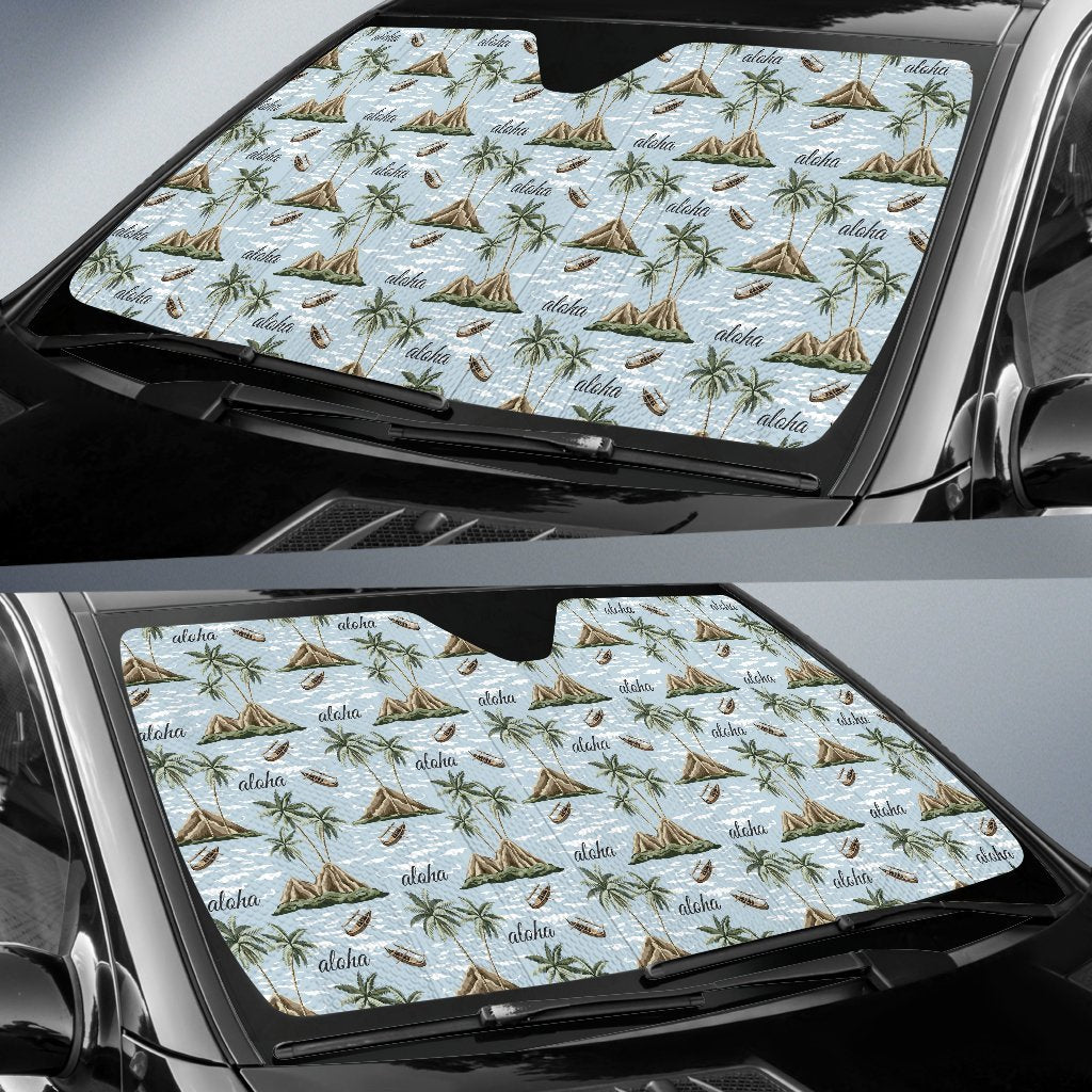 Aloha Hawaii Island Design Themed Print Car Sun Shade For Windshield