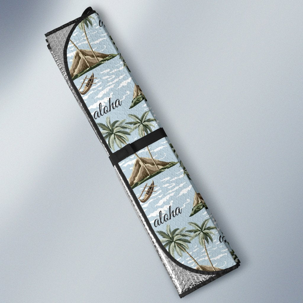 Aloha Hawaii Island Design Themed Print Car Sun Shade For Windshield