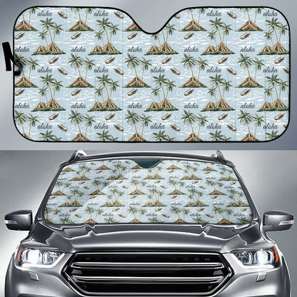 Aloha Hawaii Island Design Themed Print Car Sun Shade For Windshield
