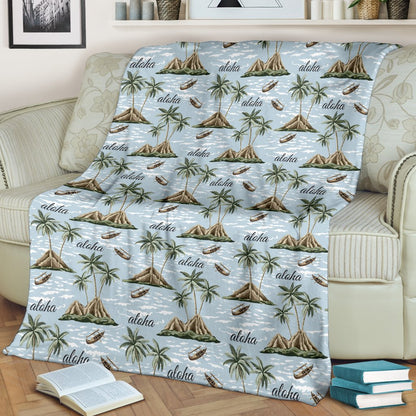 Aloha Hawaii Island Design Themed Print Fleece Blanket