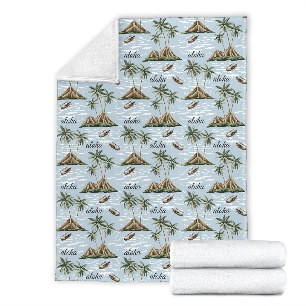 Aloha Hawaii Island Design Themed Print Fleece Blanket
