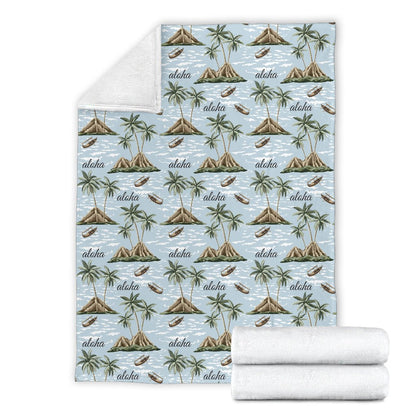 Aloha Hawaii Island Design Themed Print Fleece Blanket