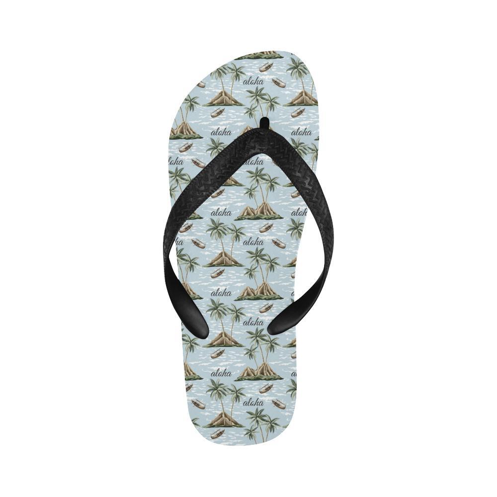 Aloha Hawaii island Design Themed Print Flip Flops-JTAMIGO.COM