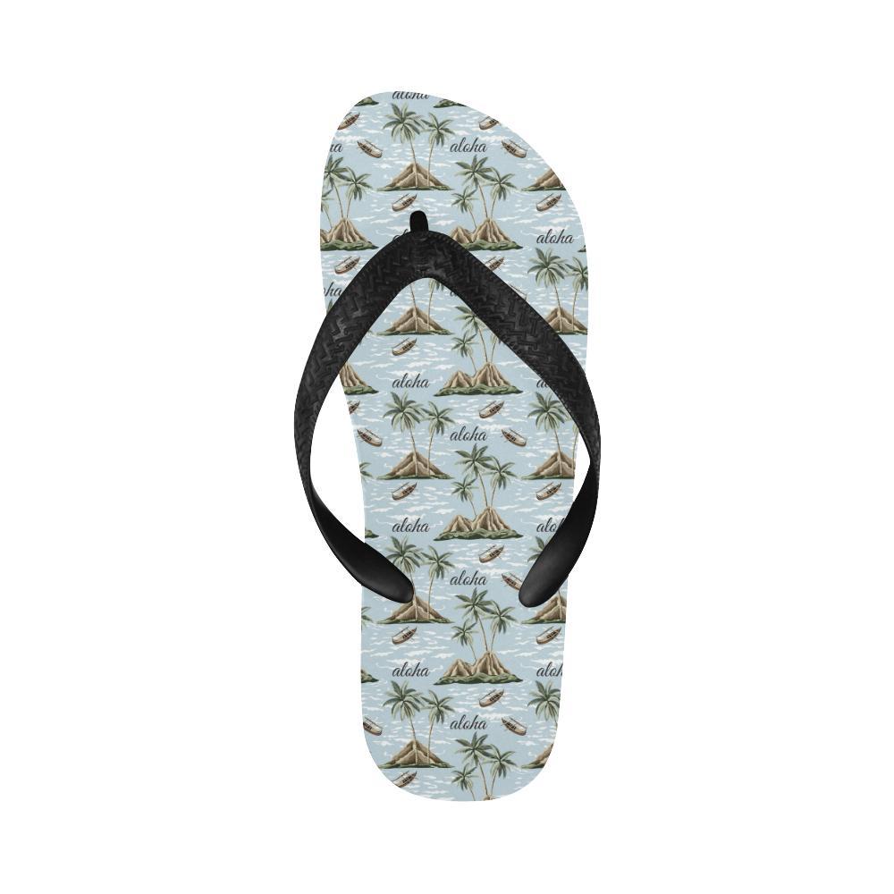 Aloha Hawaii island Design Themed Print Flip Flops-JTAMIGO.COM