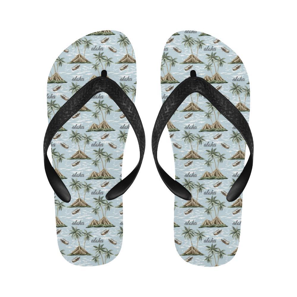 Aloha Hawaii island Design Themed Print Flip Flops-JTAMIGO.COM