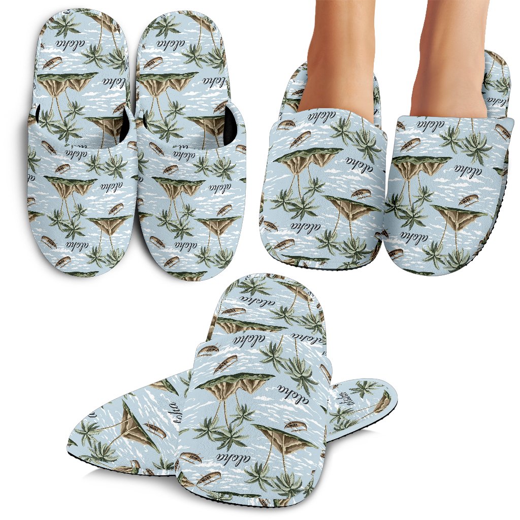 Aloha Hawaii island Design Themed Print House Slippers